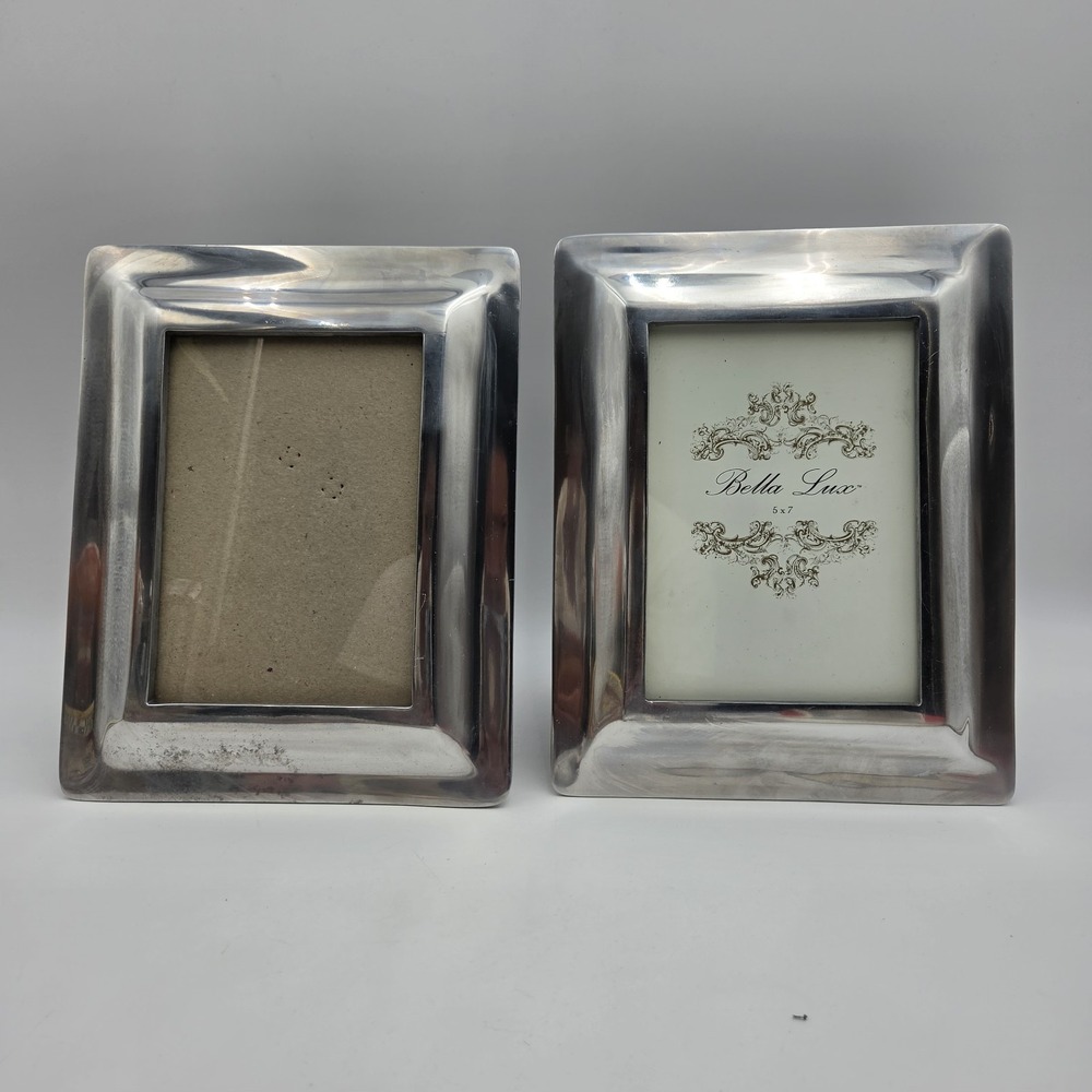 Vintage Lots of 2 Bella Lux Pewter Picture frame Silver 5" x 7" Photo size